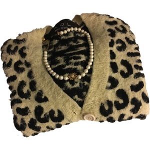 Leopard print fuzzy cardigan