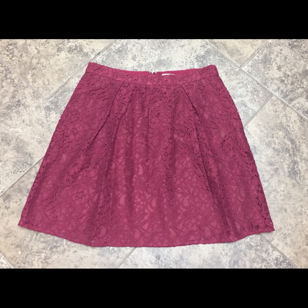 ❌SKIRT❌J.CREW DARK RED WINE FLORAL LACE SKIRT