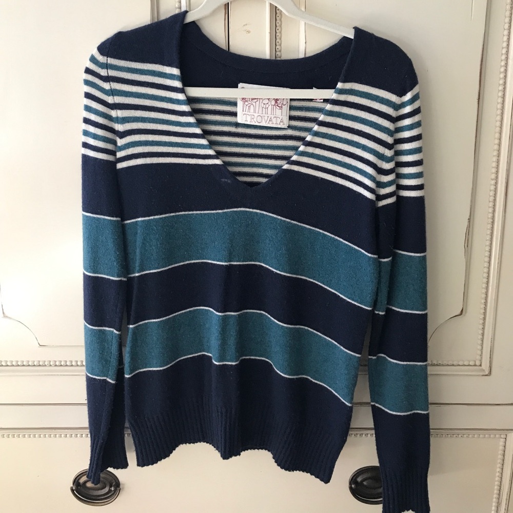 Trovata Blue and White Striped Sweater