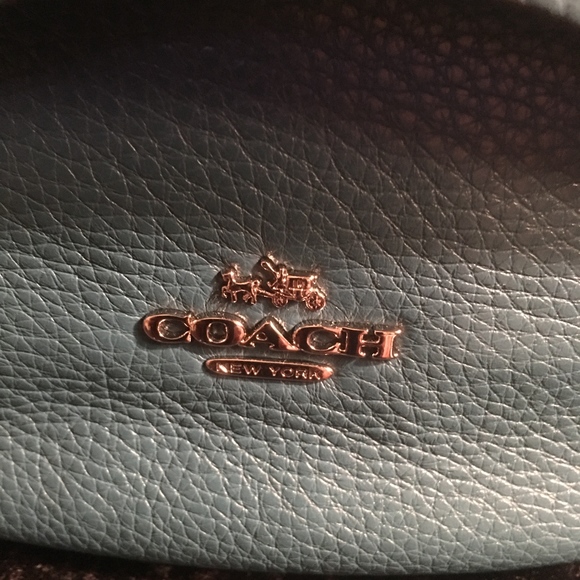 NWT - COACH TEAL BLUE PEBBLED LEATHER SHOULDER BAG - Picture 7 of 7