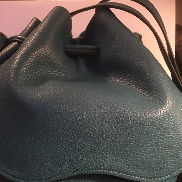 NWT - COACH TEAL BLUE PEBBLED LEATHER SHOULDER BAG - Picture 4 of 7