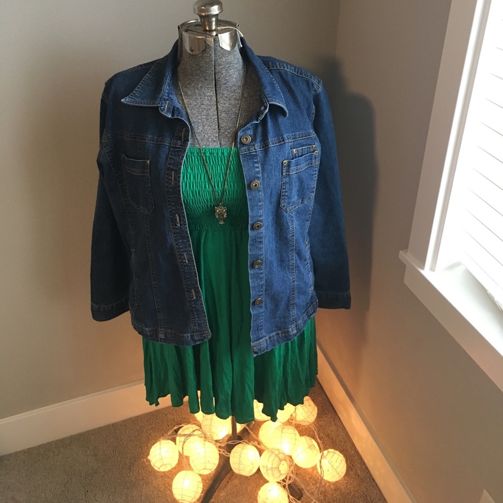 Strapless green dress