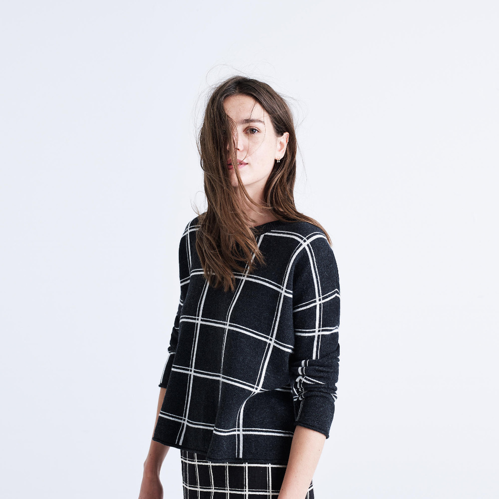 Madewell Double Windowpane Pullover Sweater