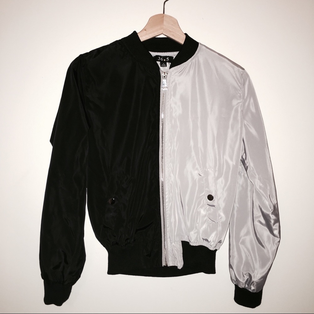 two toned reflective bomber jacket 💕