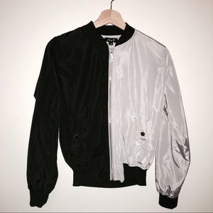 two toned reflective bomber jacket 💕