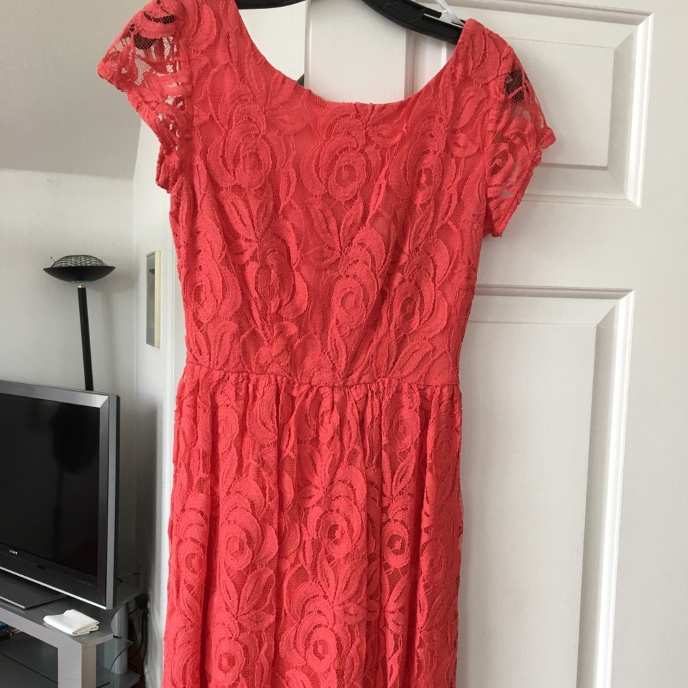 Coral orange lace dress
