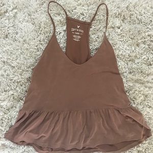 Tan American Eagle flouncy tank