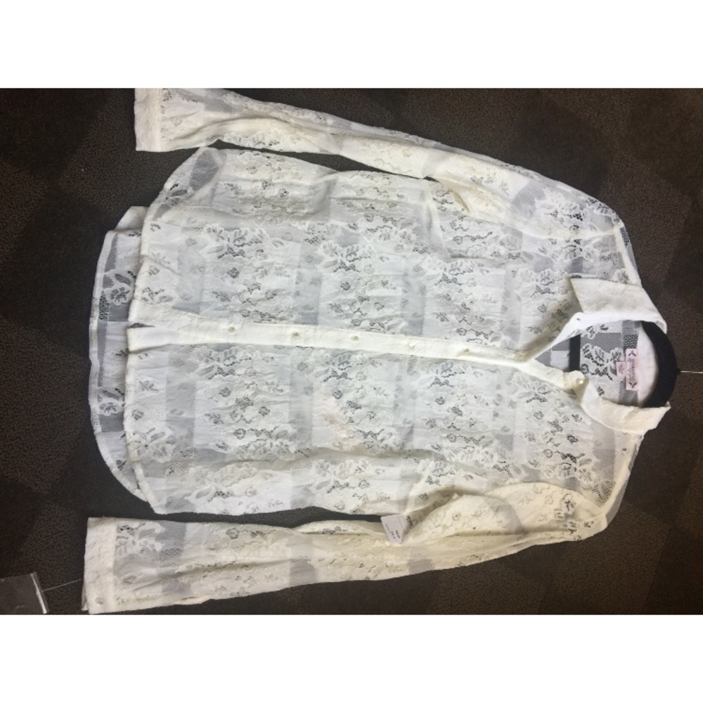 White lace button down shirt