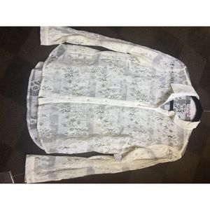 White lace button down shirt