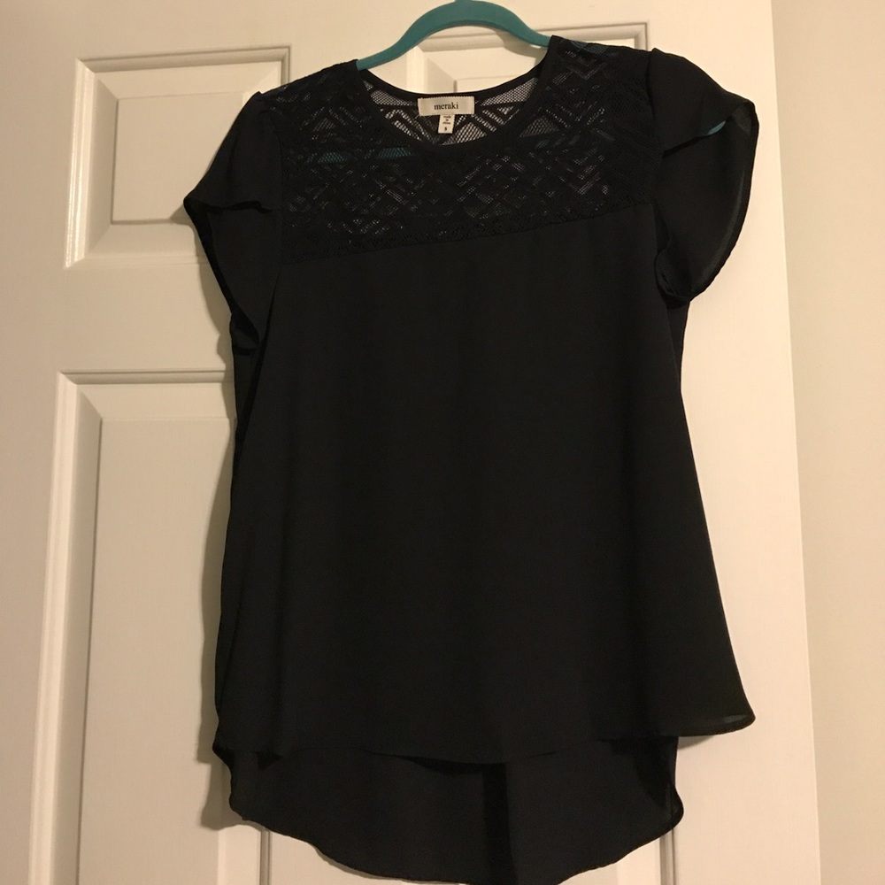Black lace flutter sleeve top size small