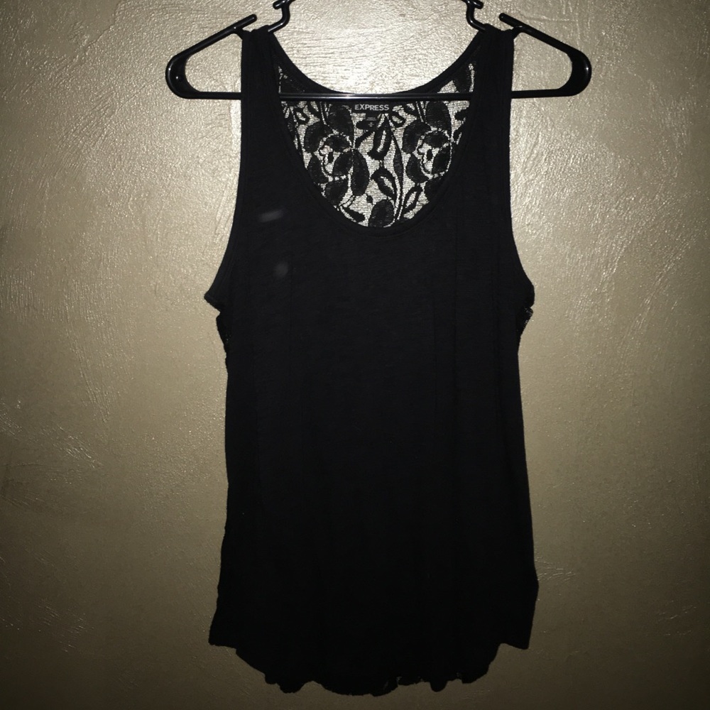 Express black tank with lace back