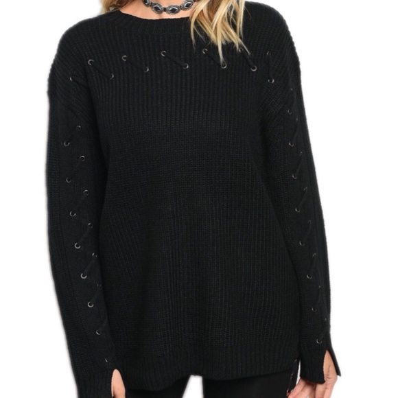👻SALE 5🌟Comfy Sweater w Lace-Up Detail - Picture 4 of 6
