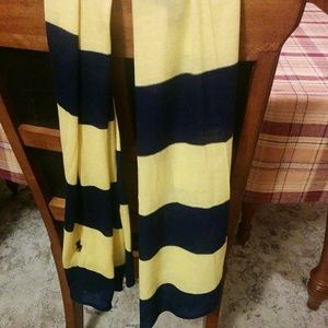 🆕Ralph Lauren soft cotton knit yellow/navy scarf