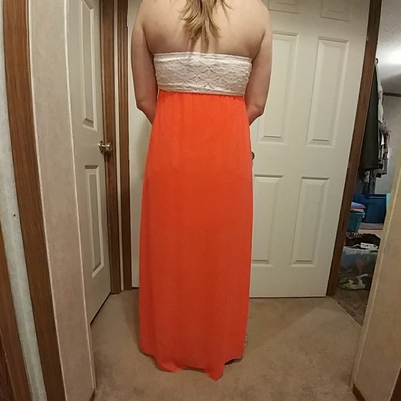 Strapless coral maxi - Picture 2 of 4