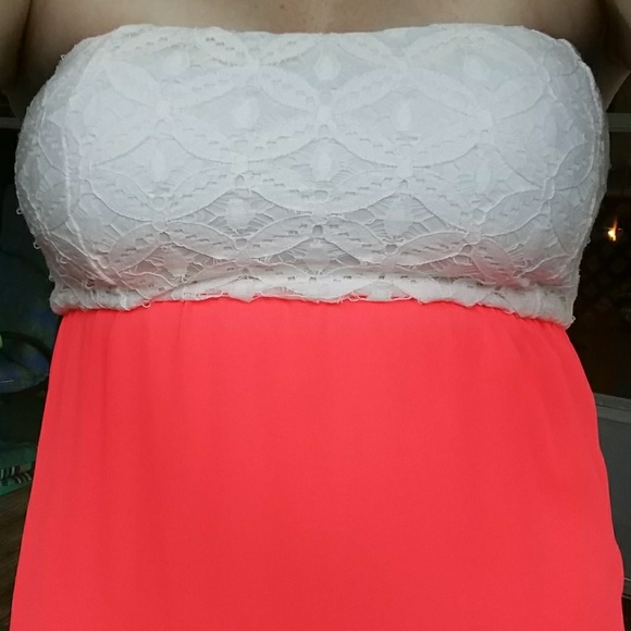 Strapless coral maxi - Picture 3 of 4
