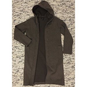 EUC Calf-Length Heathered Mocha Hooded Wool Coat