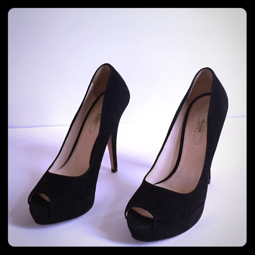 Prada Peep Toe Platform Pumps