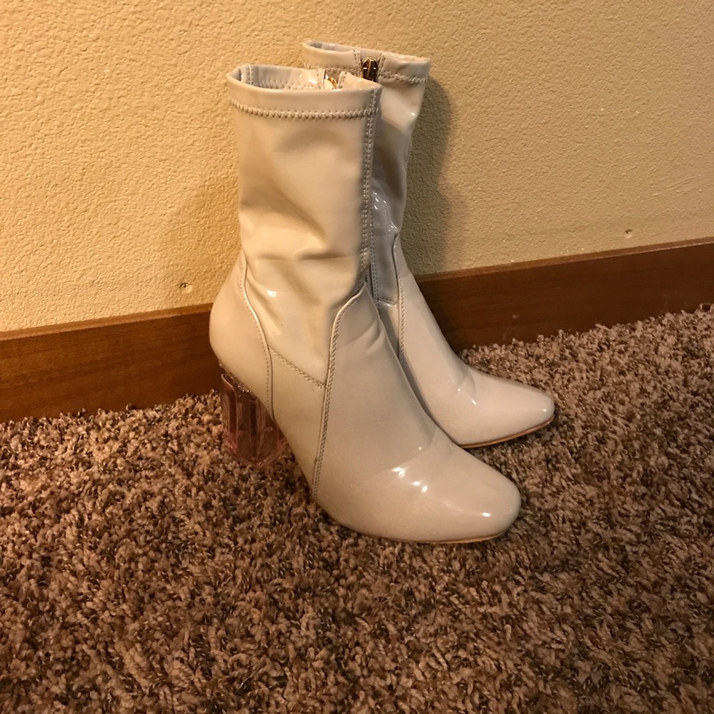 Pink heeled boots