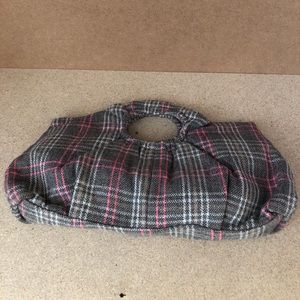 Grey, Pink & White Plaid Hand Purse