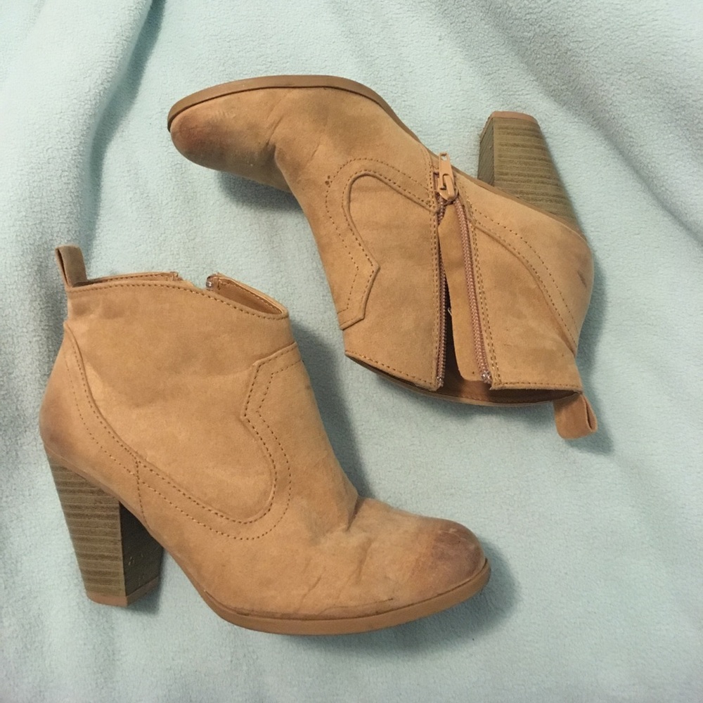Tan heeled ankle boots