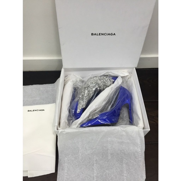 Balenciaga Satin Crystal Pumps 110mm NIB - Picture 6 of 8