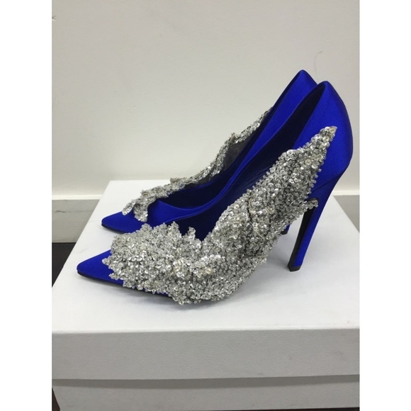 Balenciaga Satin Crystal Pumps 110mm NIB - Picture 5 of 8
