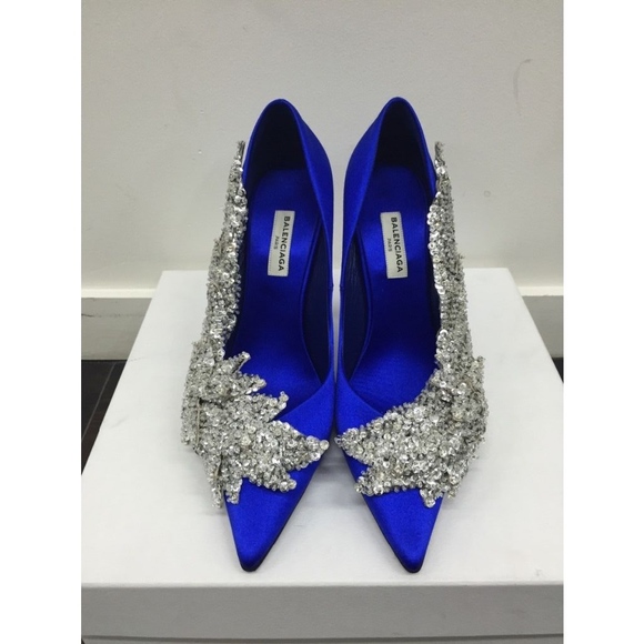 Balenciaga Satin Crystal Pumps 110mm NIB - Picture 4 of 8