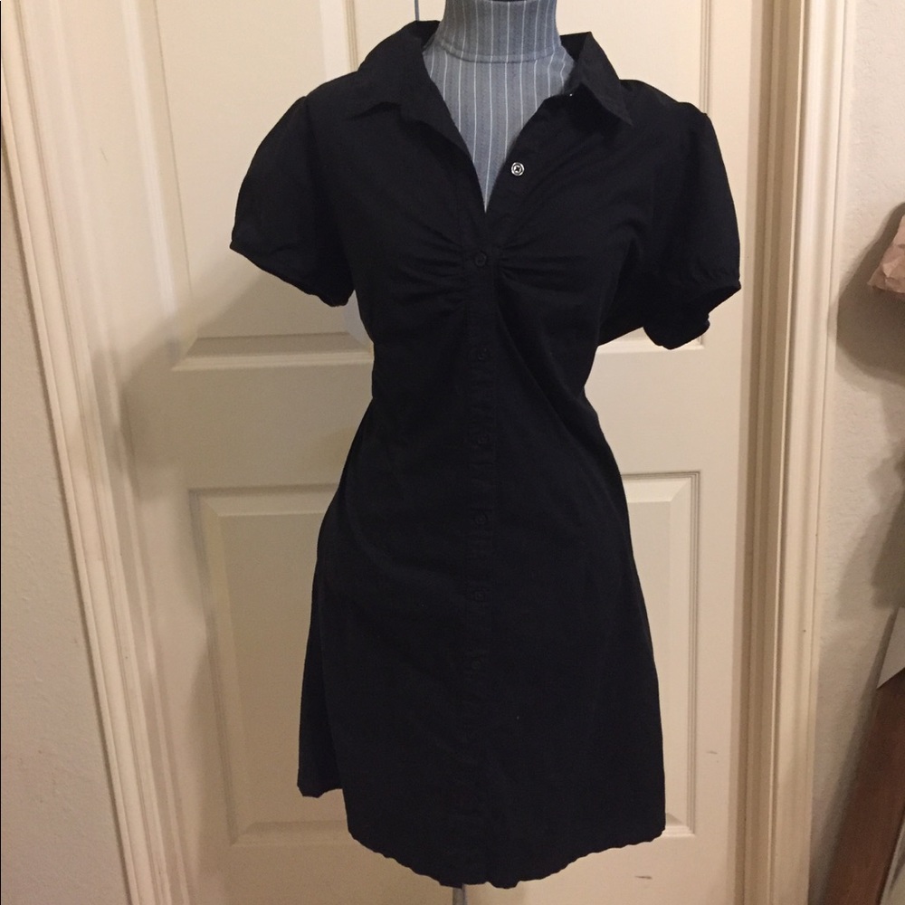 Button down black cotton dress