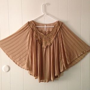 Lovely tan beaded tunic top large
