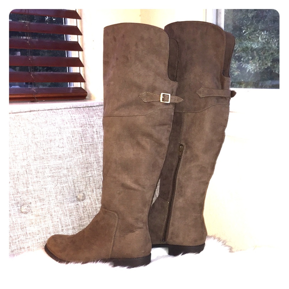 Candie's taupe color over the knee boots