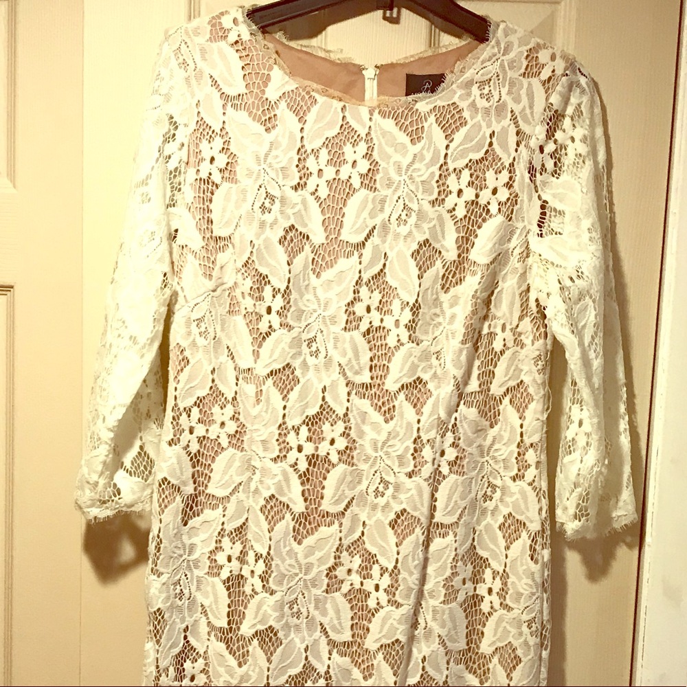 Elegant lace off white cocktail dress