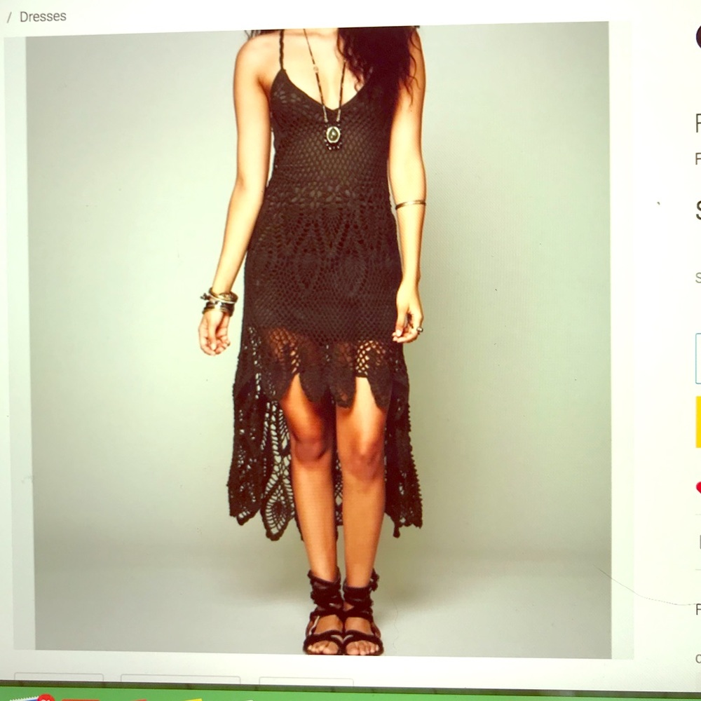 Free People Black croquet dress