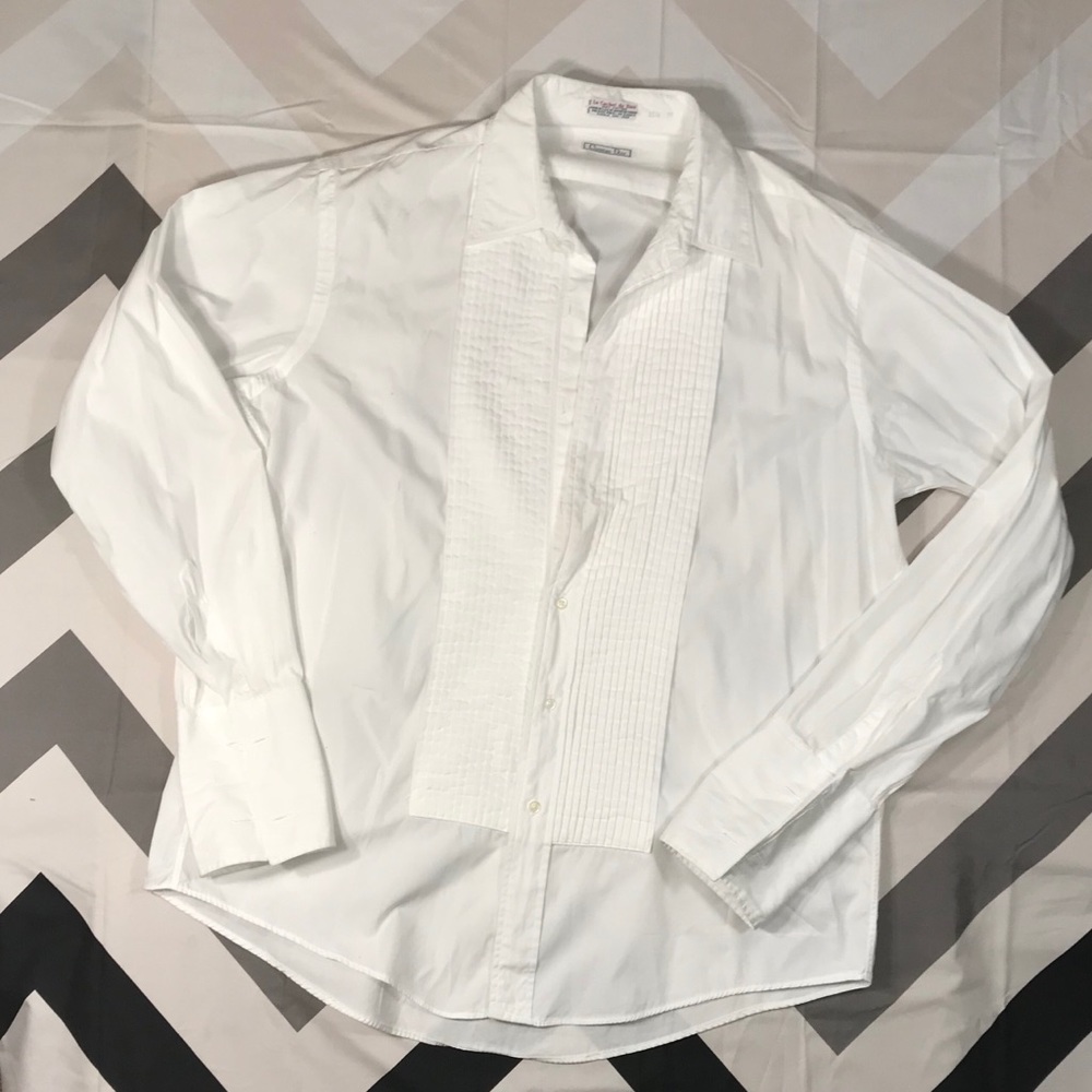 Christian Dior French Cuff Tuxedo Shirt 16.5