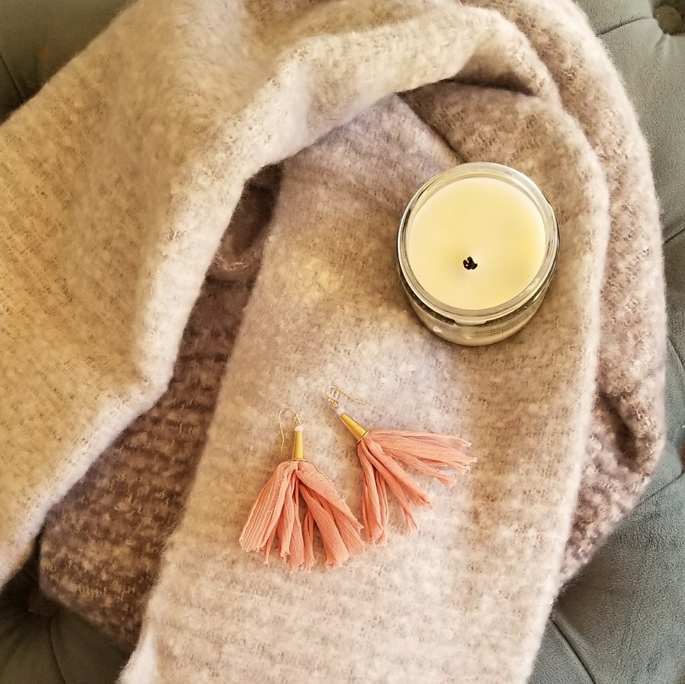 Raw edge fabric tassel earrings