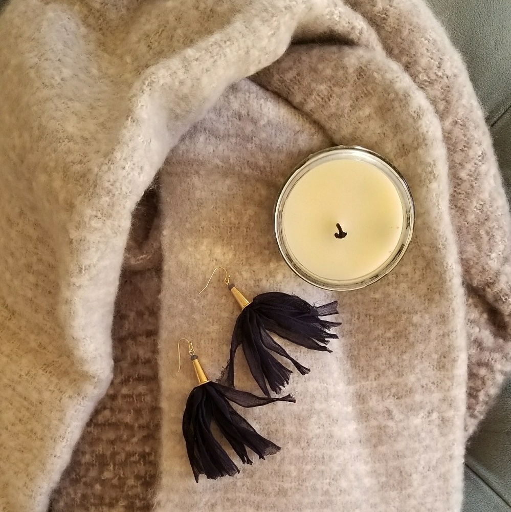 Raw edge tassel earrings