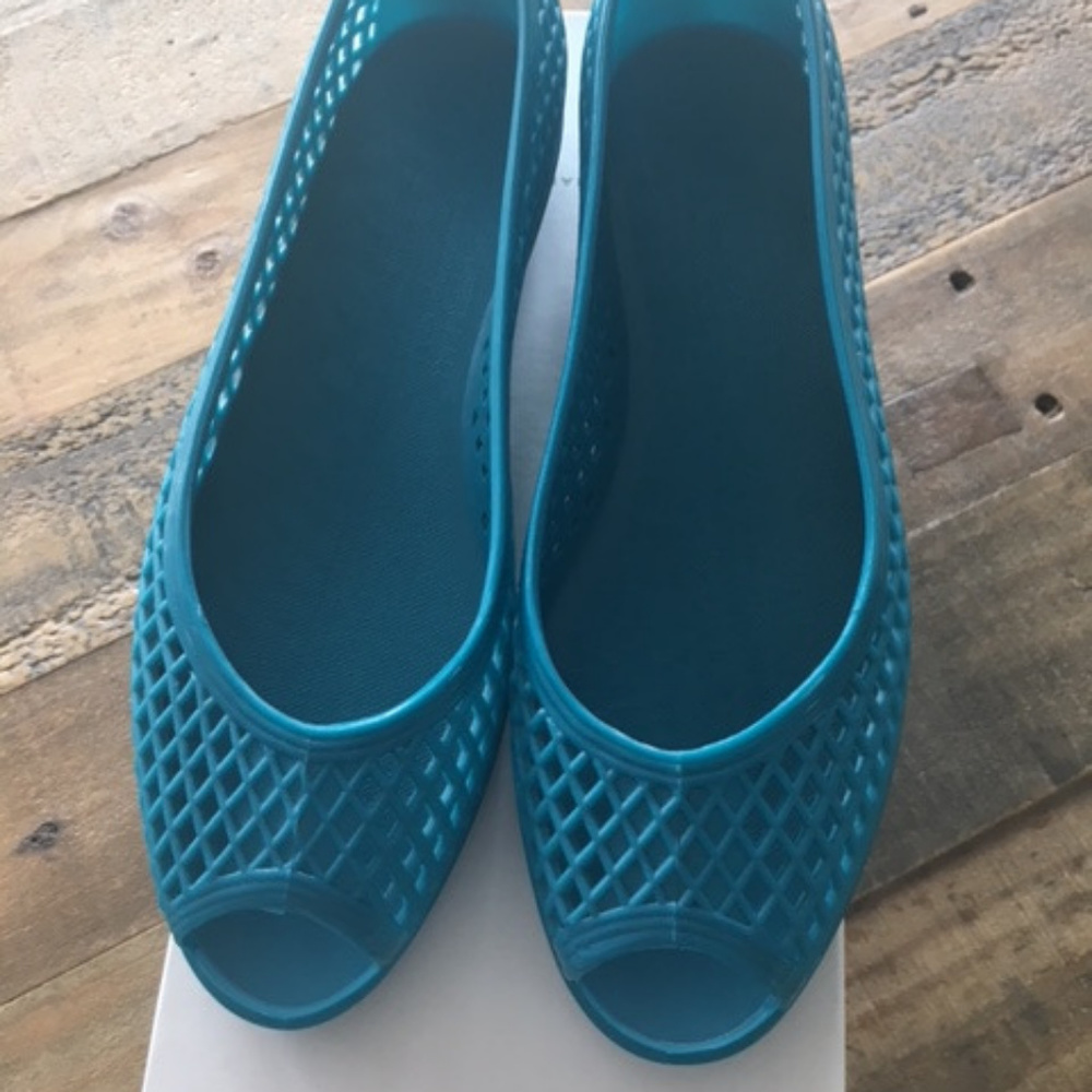 Marc by Marc Jacobs Teal Peep Toe Jelly Flats