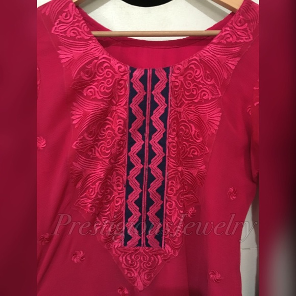 Nwot Chiffon Embroidered Shalwar Kameez large - Picture 7 of 8