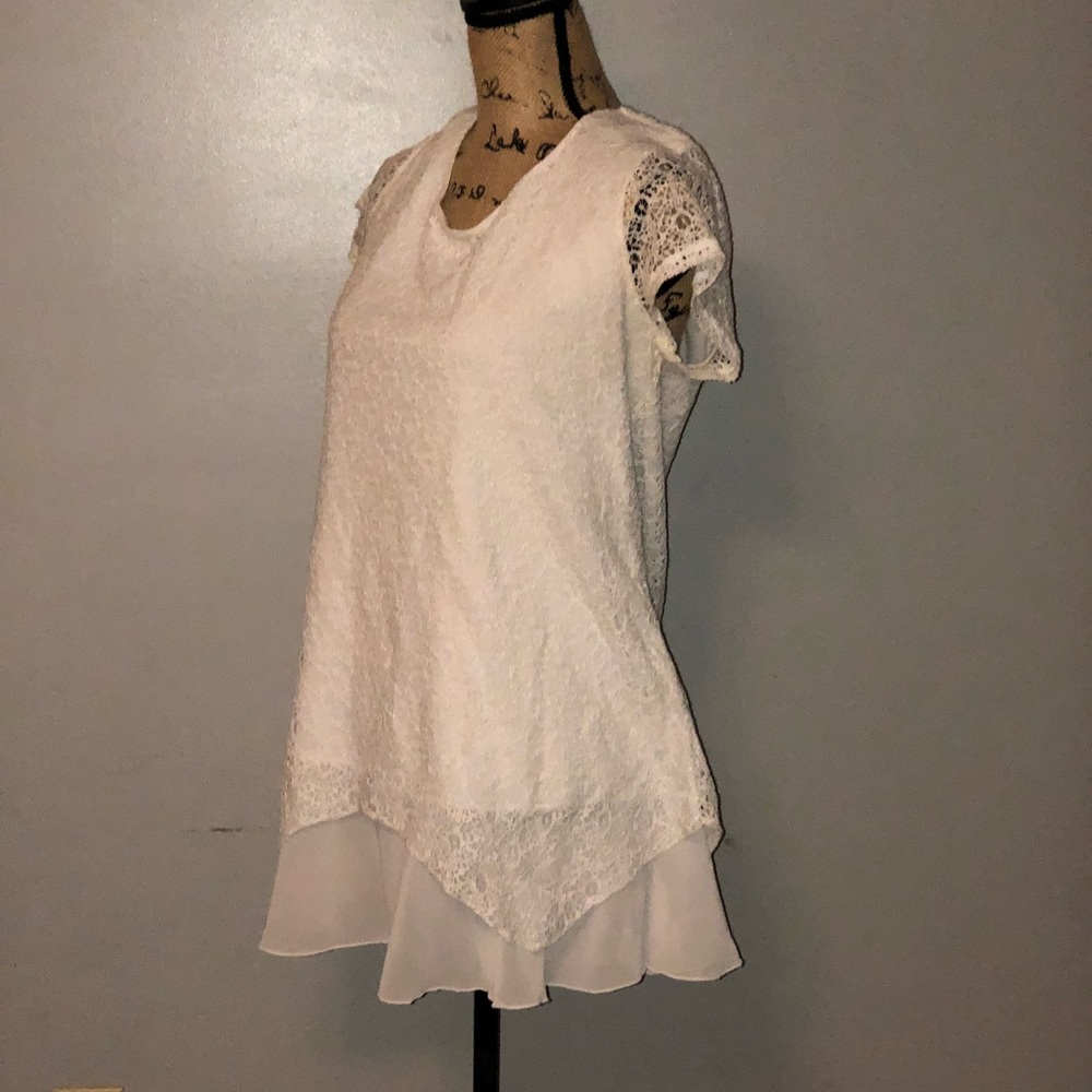STYLE & CO WHITE CROCHET LACE SHEER SLIP DRESS MED