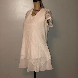 STYLE & CO WHITE CROCHET LACE SHEER SLIP DRESS MED