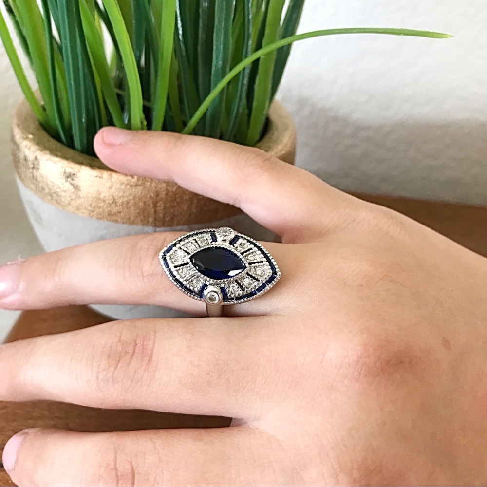 Sterling Silver Natural Sapphire Ring NEW