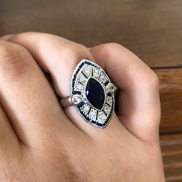 Sterling Silver Natural Sapphire Ring NEW - Picture 2 of 6