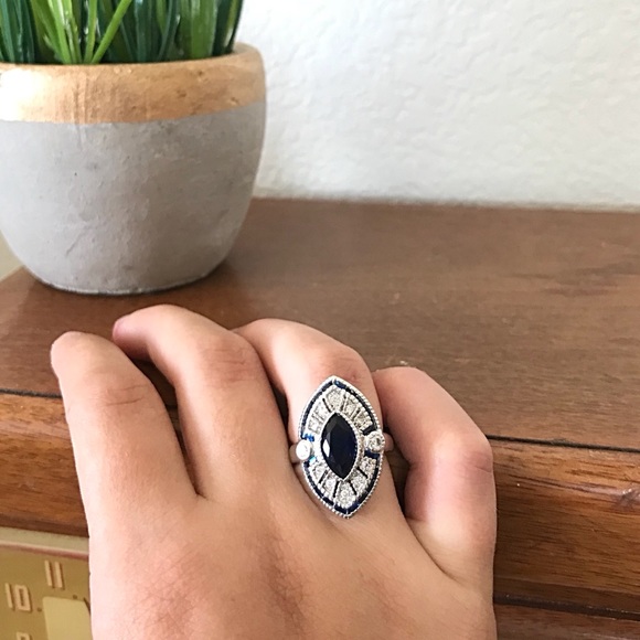 Sterling Silver Natural Sapphire Ring NEW - Picture 6 of 6