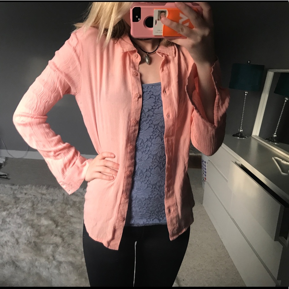 Volcom Pink/Peach Button Down Shirt