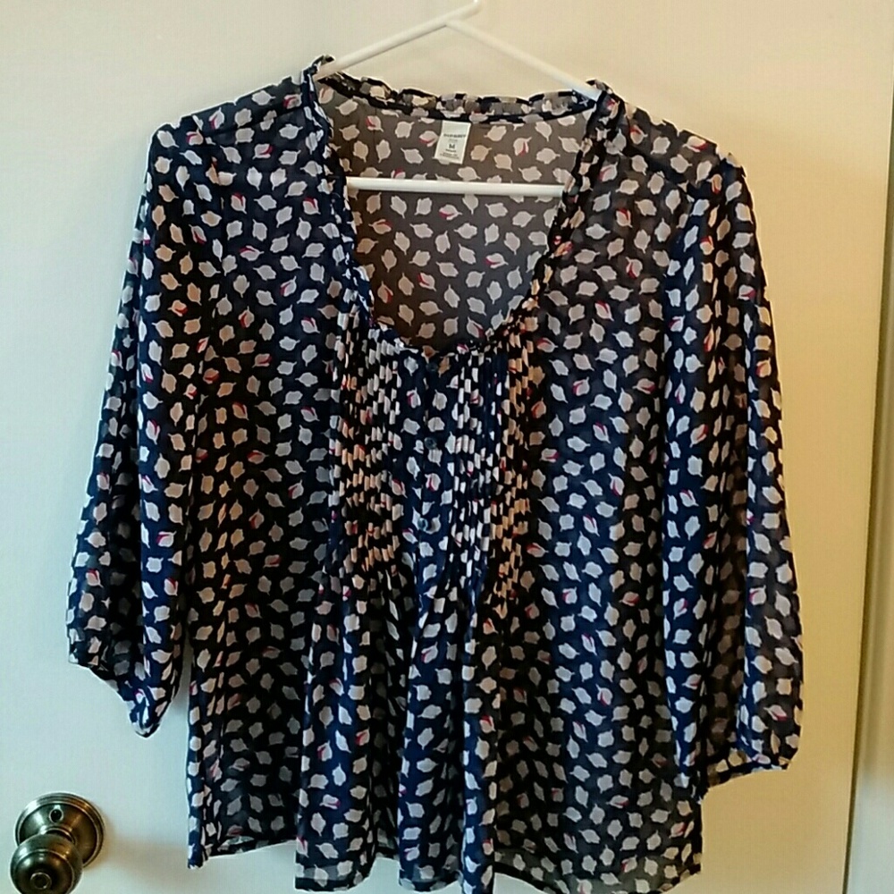 Old Navy blue red blouse sz M