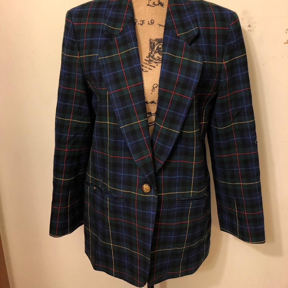 VINTAGE PENDLETON PLAID BLAZER WOOL TWEED JACKET
