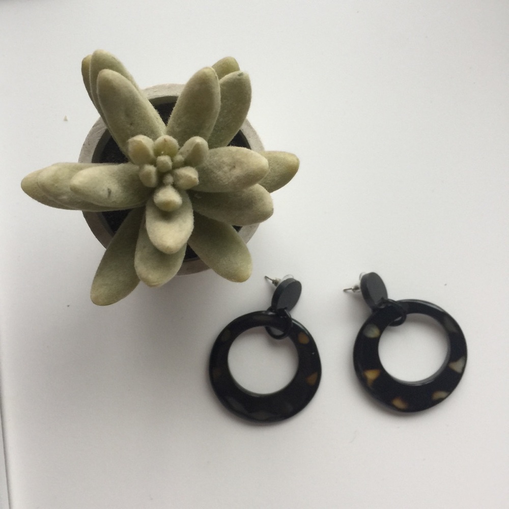 Handmade Real Natural Horn Earrings Round  Hoops