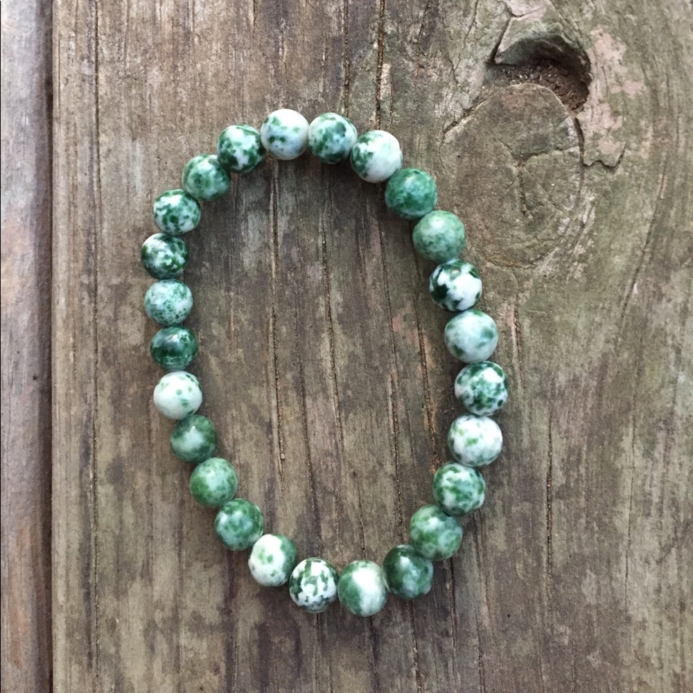 Men's genuine green spot jasper bracelet
