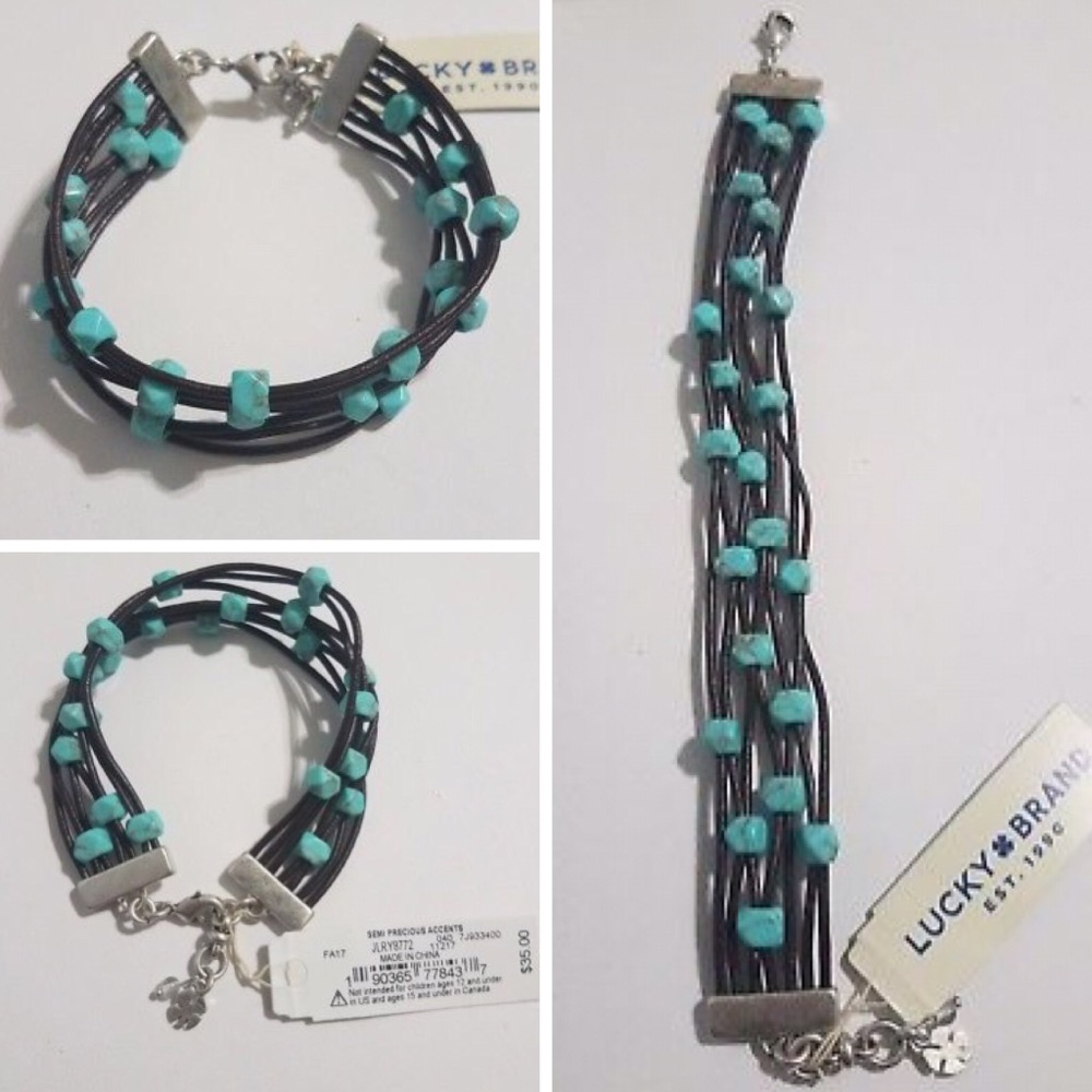 LAST ONE RELISTED UNDER JEWELRY BRACELET Lucky Brand turquoise leather beaded - Picture 5 of 6