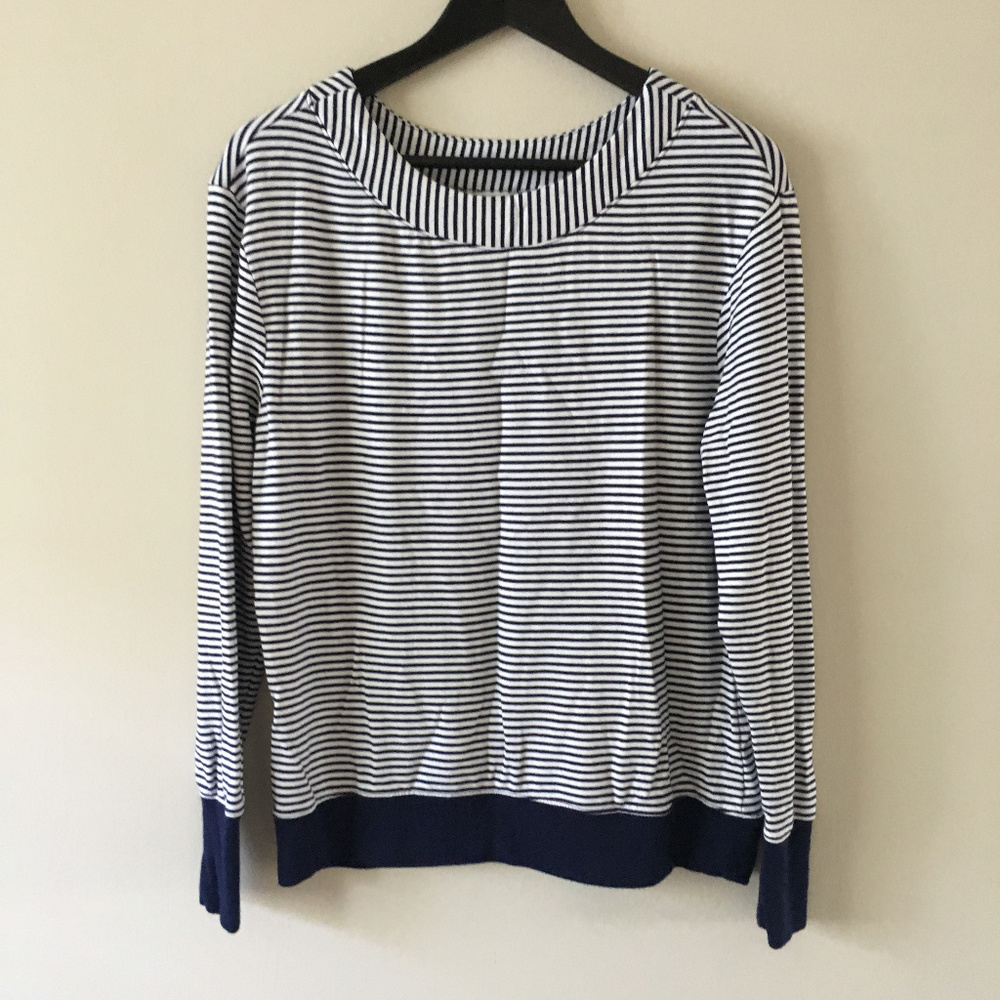 Athleta Studio Striped Boat Neck Sweatshirt