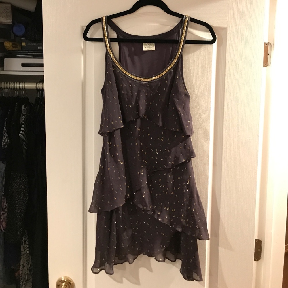Free People layered shimmer mini dress size 6
